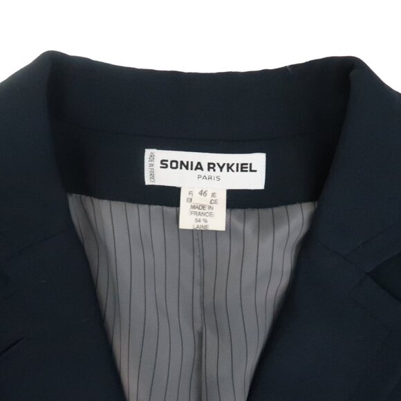 SONIA RYKIEL navy wool blend jacket F 46 US 14 - Picture 4 of 7